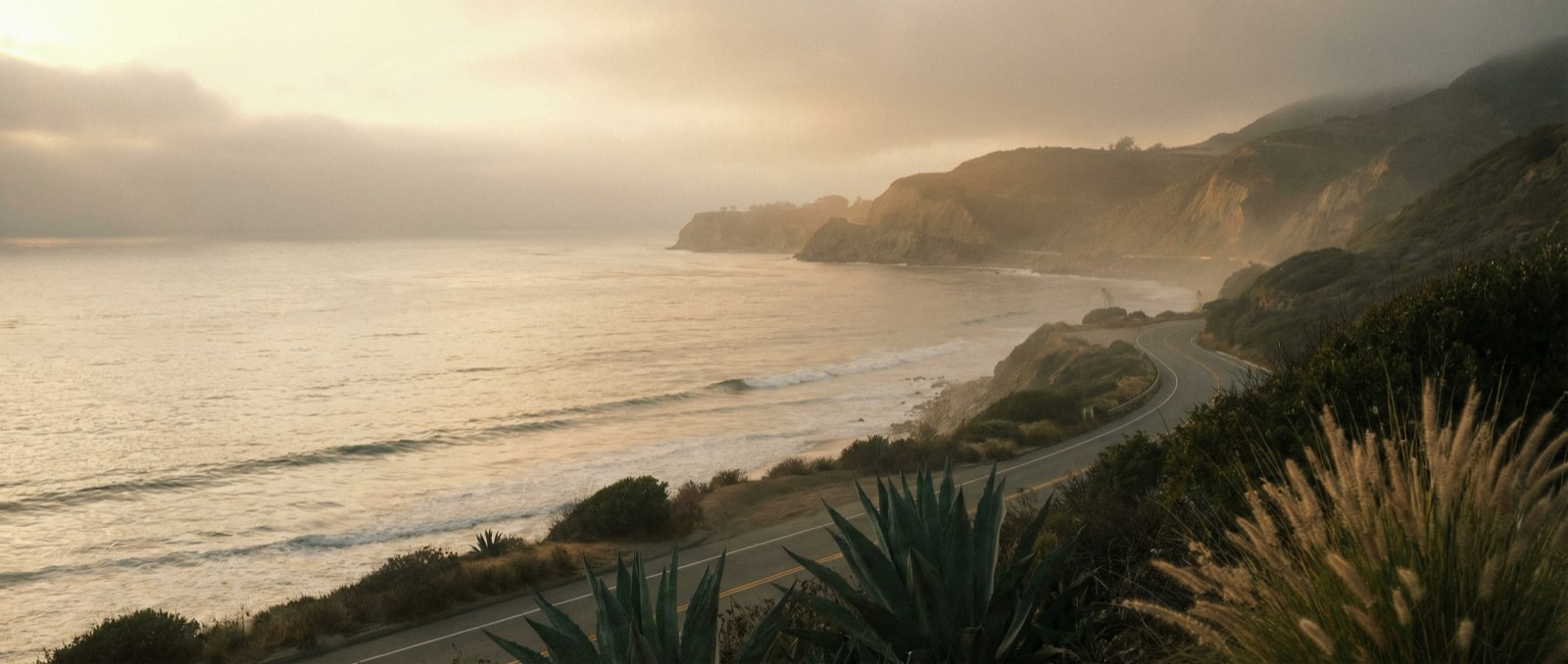 Malibu coastline at golden hour