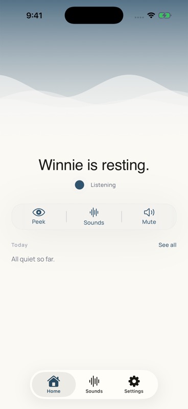Stilla home screen — Winnie is resting